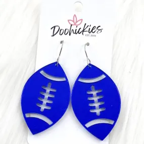 2 Shiny Football Acrylic Dangles Blue