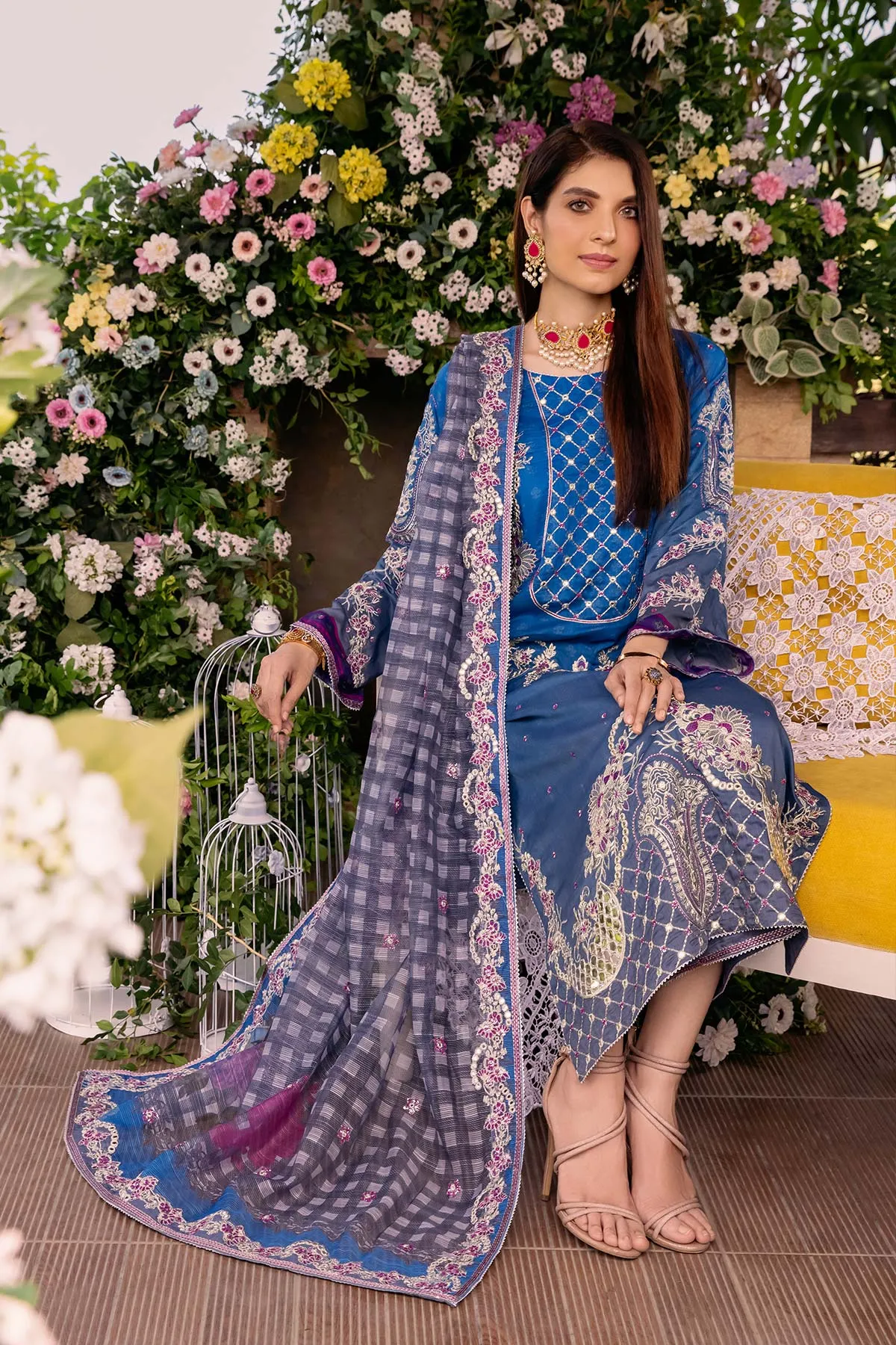 3-Pc Charizma Unstitched Embroidered Swiss Lawn With Chiffon Dupatta CSM-3-08