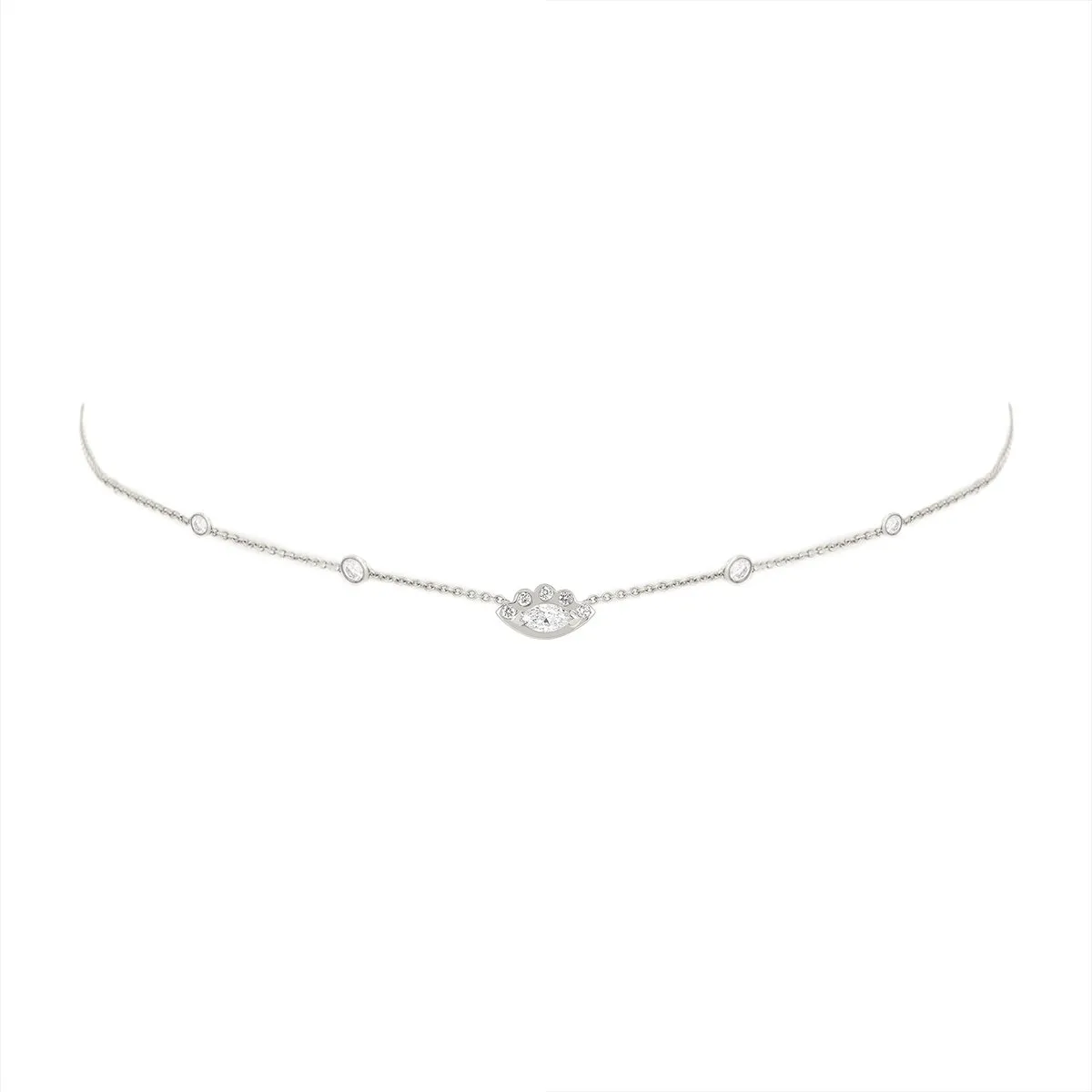 5 Diamond Orbit Bezel Choker with Angel Eye Diamond Center