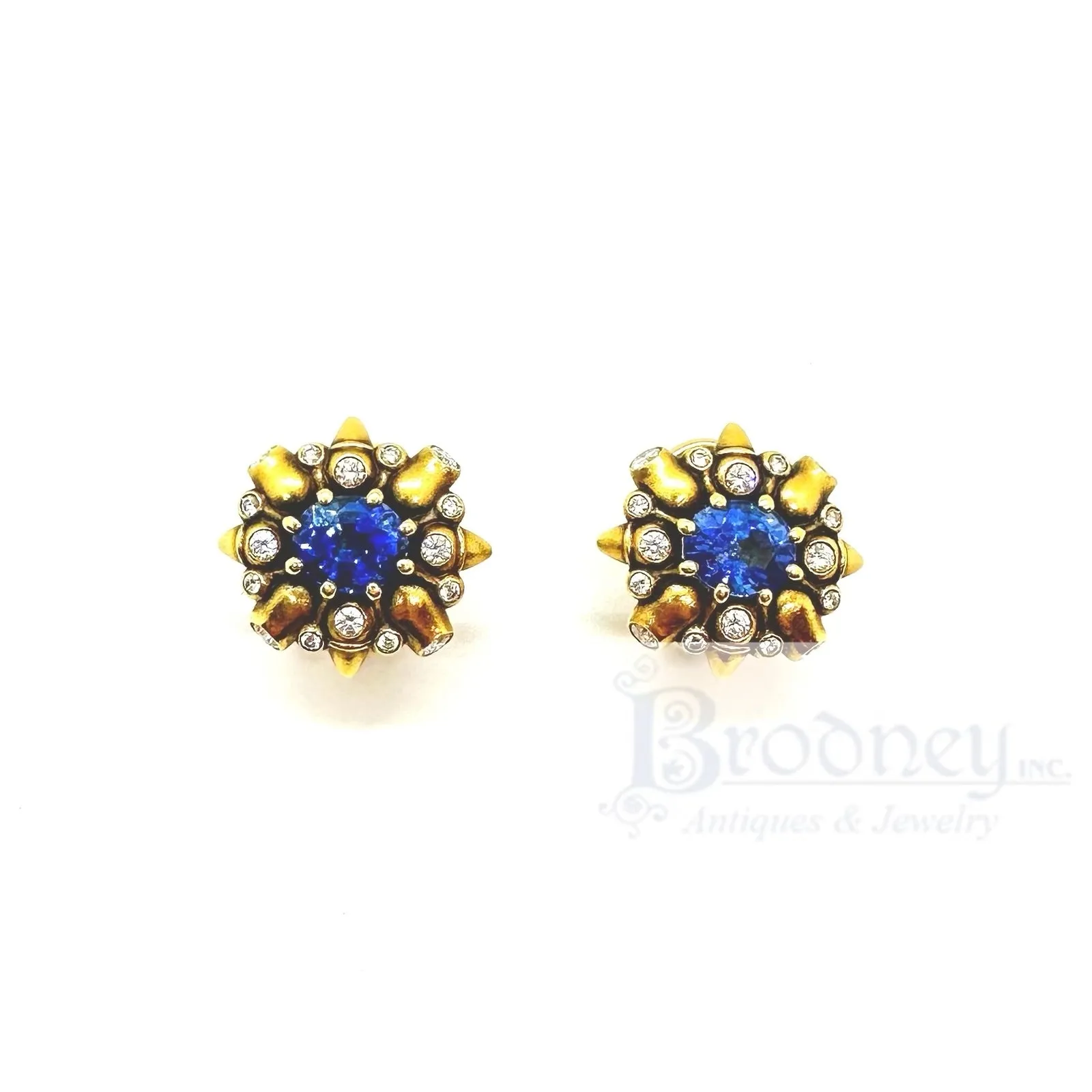 Alex Sepkus 18 Kt Gold Sapphire and Diamond Earrings