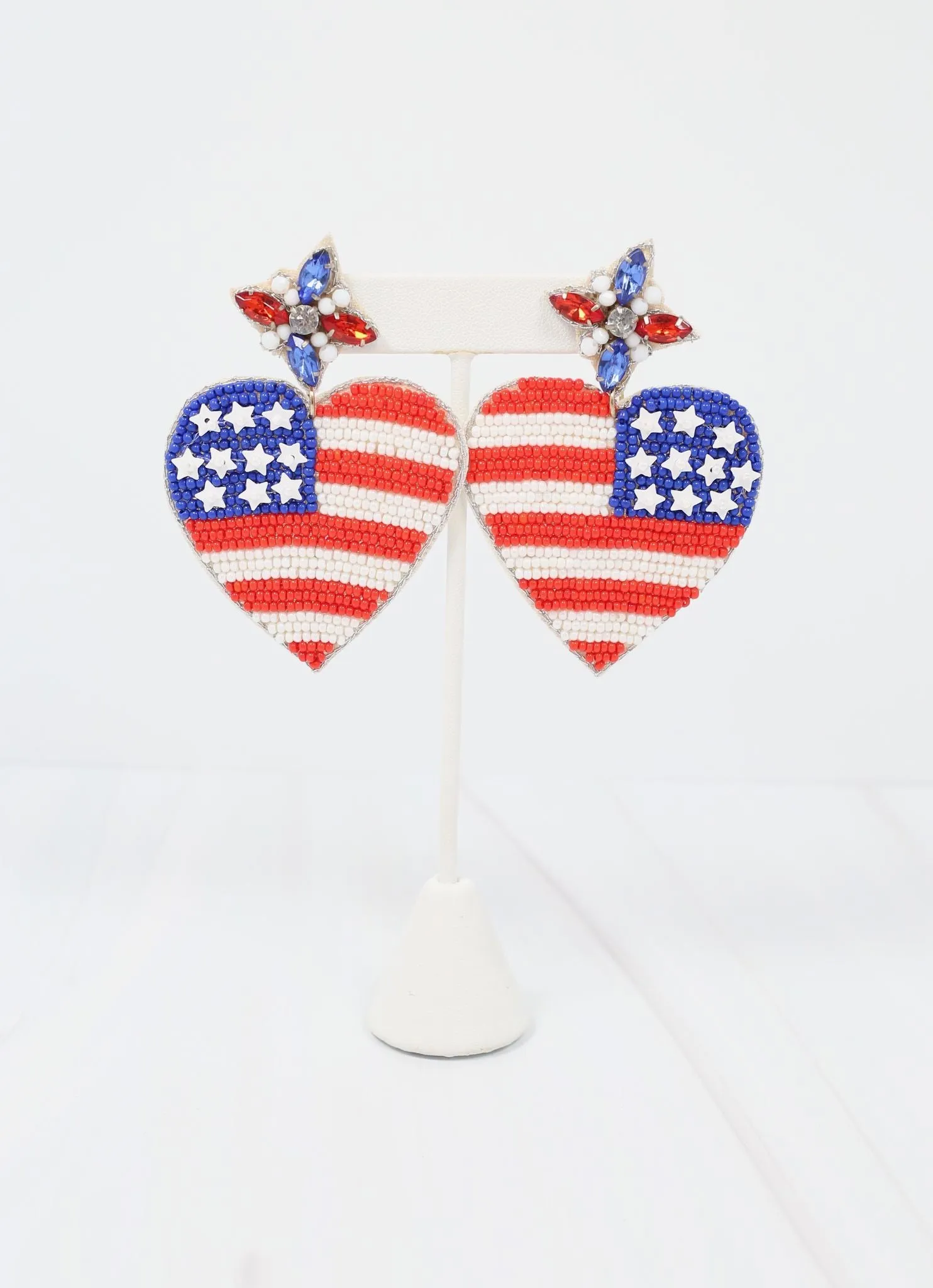 American Embellished Heart Earring RED