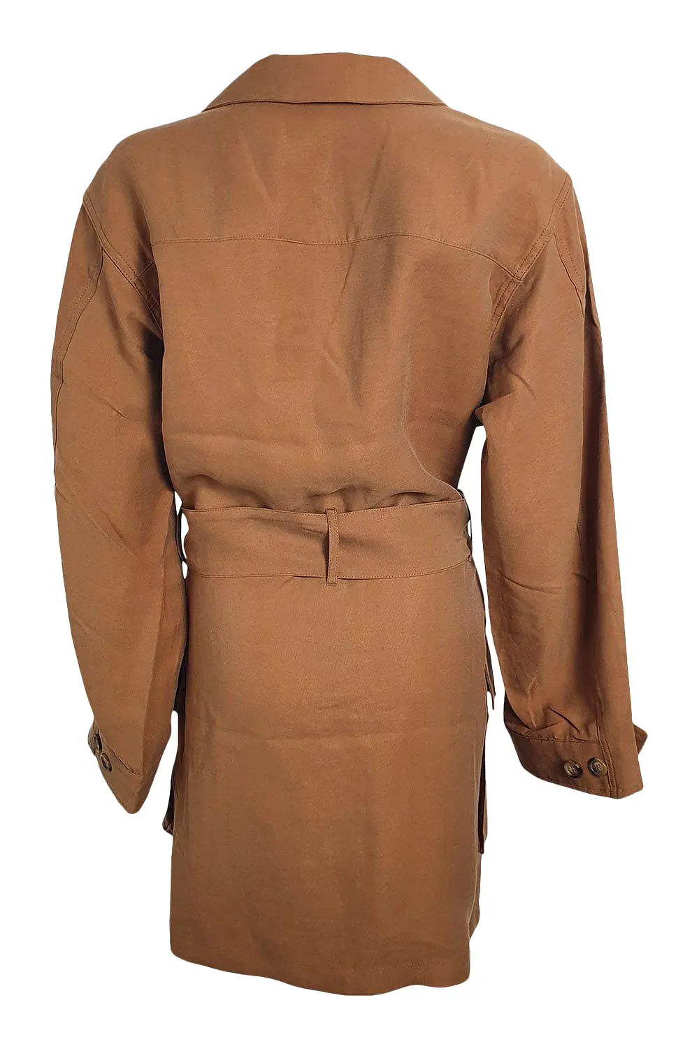 ANINE BING Brown Kaiden Lyocell Long Sleeve Safari Dress (M | UK 12 | US 10)