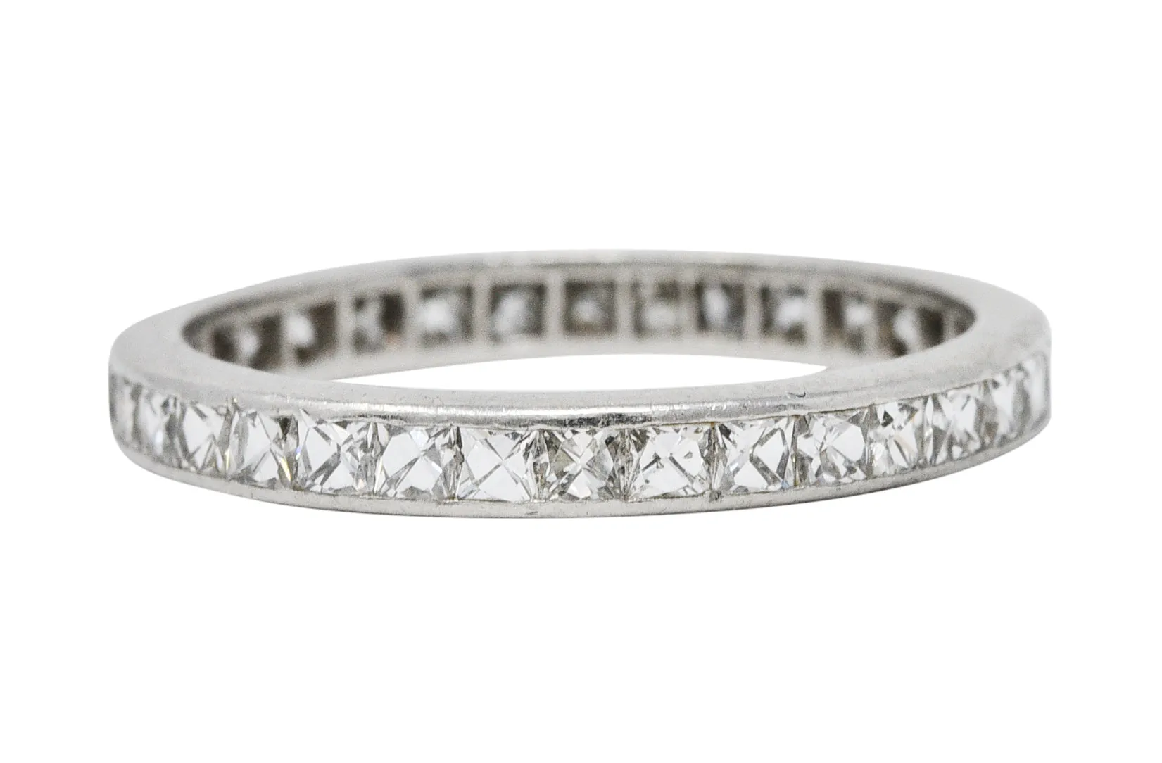 Art Deco 1.20 CTW French Cut Diamond Platinum Eternity Band Ring