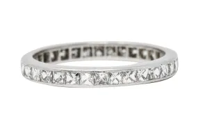 Art Deco 1.20 CTW French Cut Diamond Platinum Eternity Band Ring