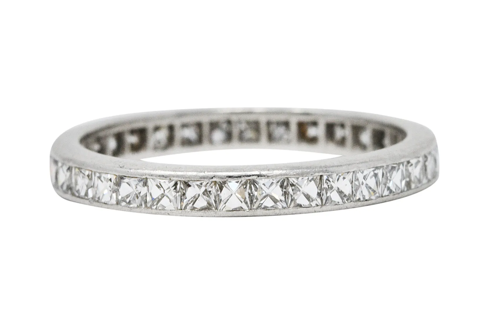 Art Deco 1.20 CTW French Cut Diamond Platinum Eternity Band Ring