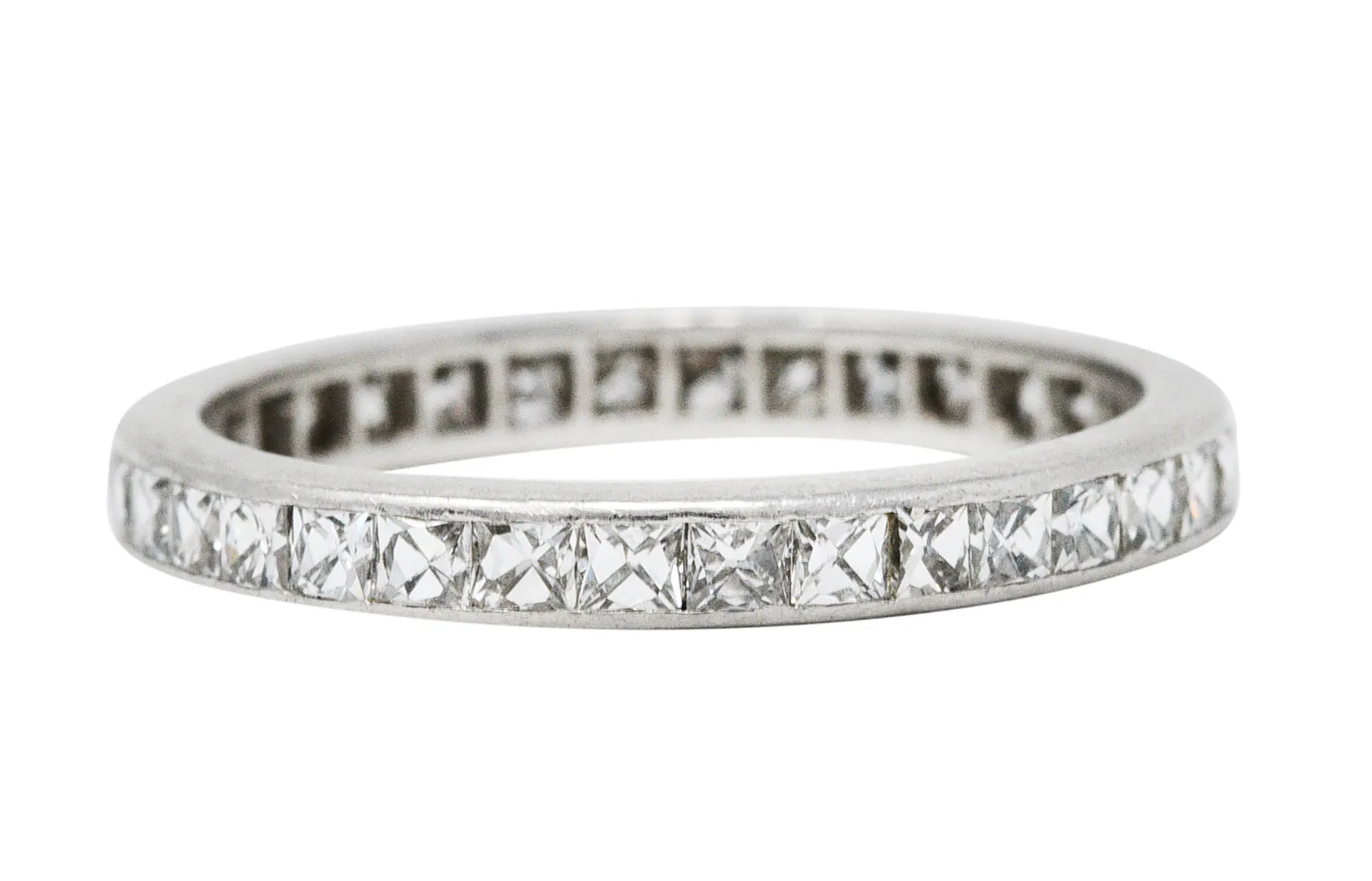 Art Deco 1.20 CTW French Cut Diamond Platinum Eternity Band Ring