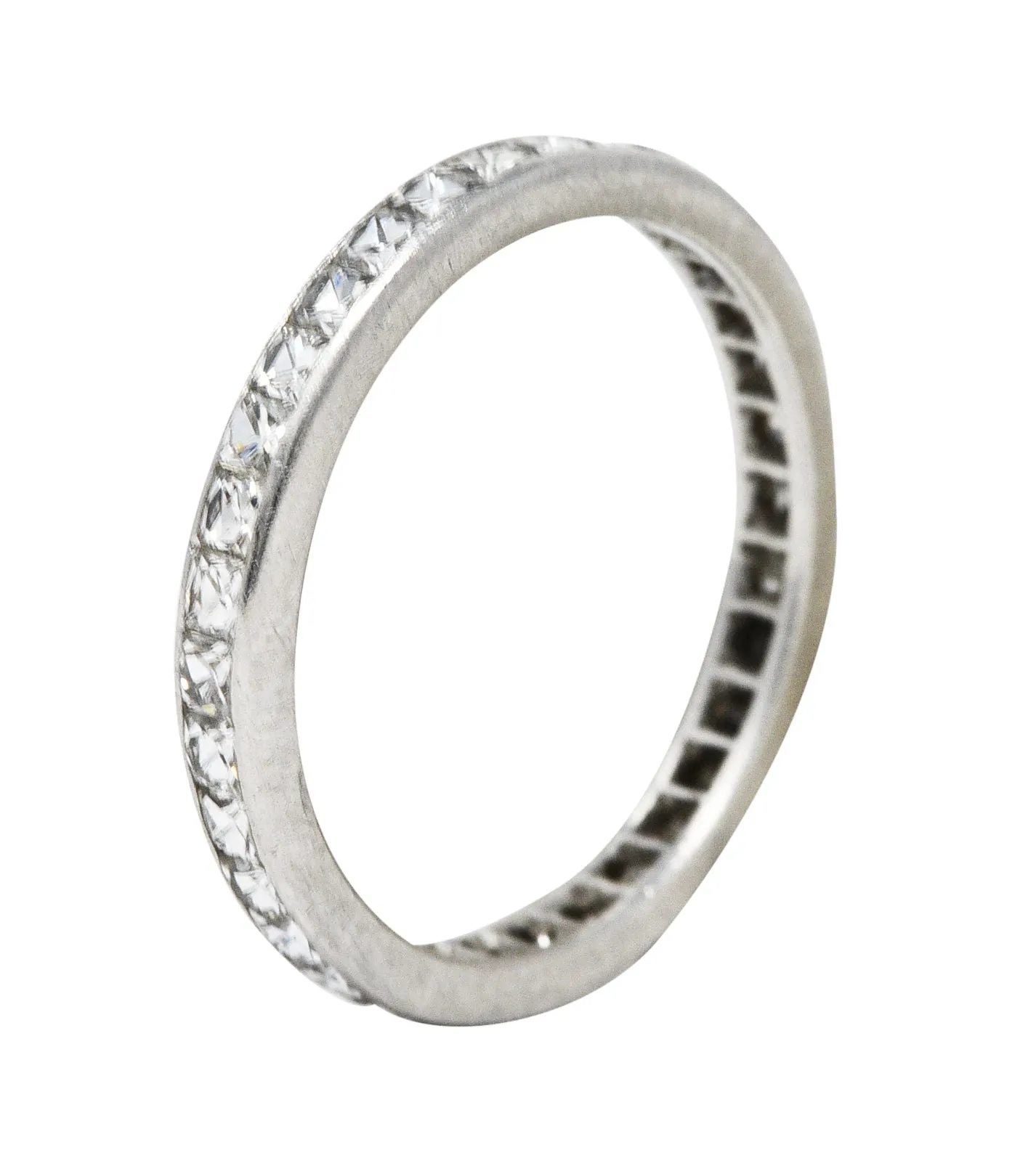 Art Deco 1.20 CTW French Cut Diamond Platinum Eternity Band Ring