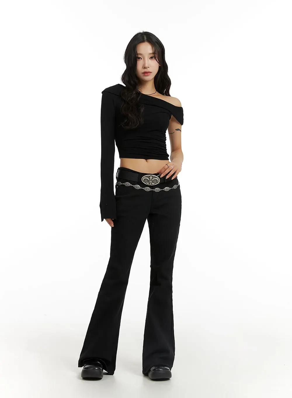 Asymmetrical One-Shoulder Crop Top CJ416