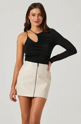 Asymmetrical Ruched One Sleeve Top