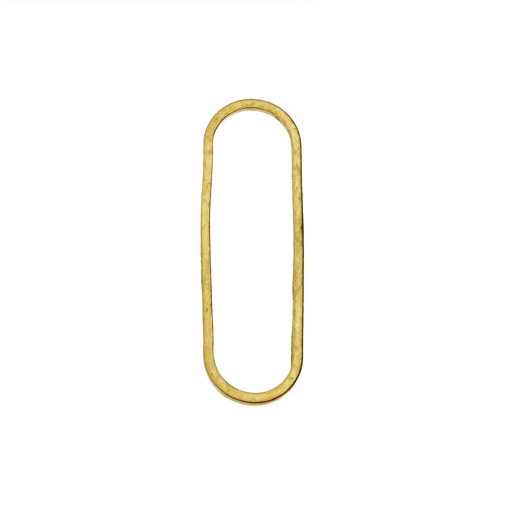 Beadable Open Frame Link, Elongated Oval, 25x8mm, Brass (4 Pieces)