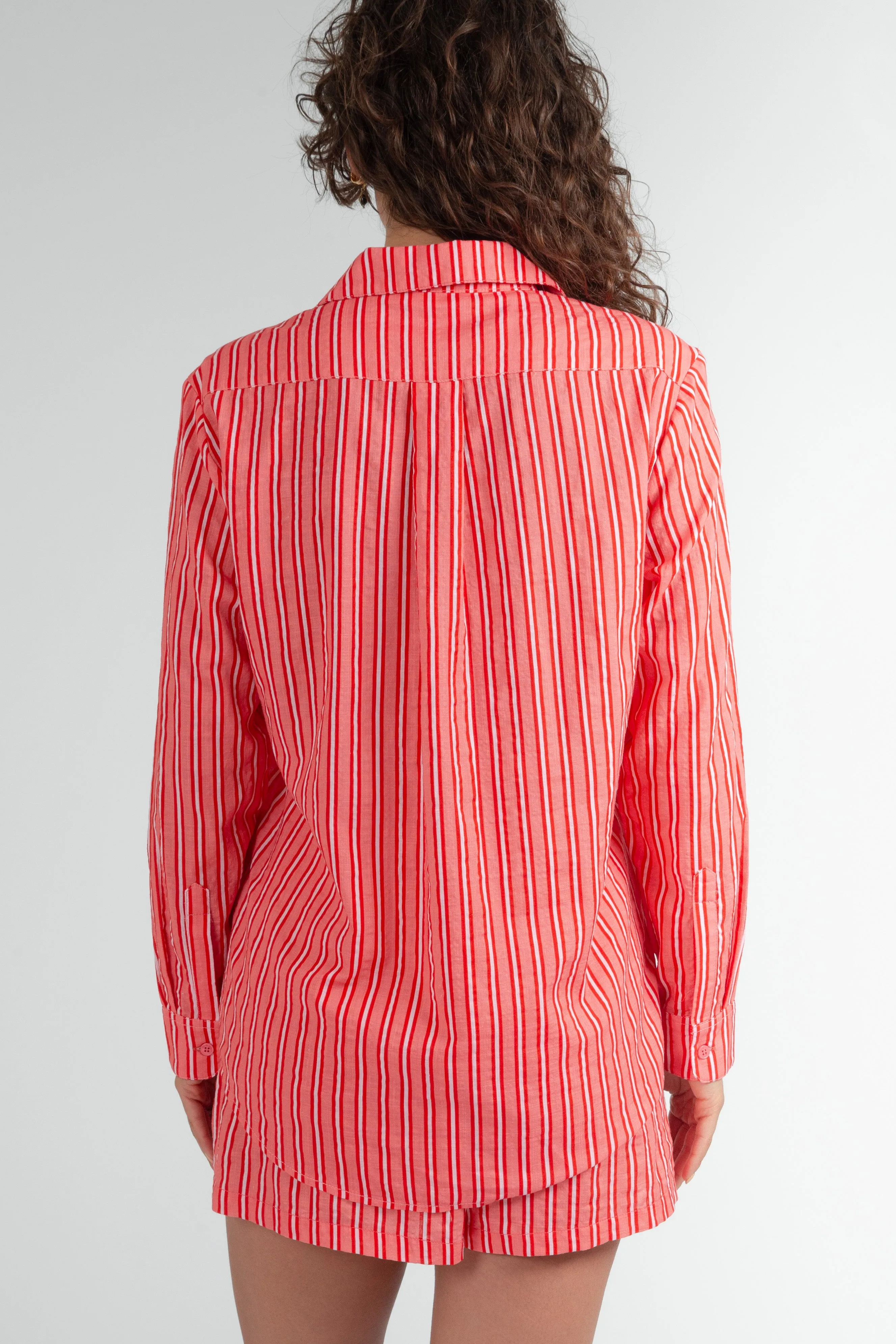 Biarritz Stripe Pajama Shirt Red