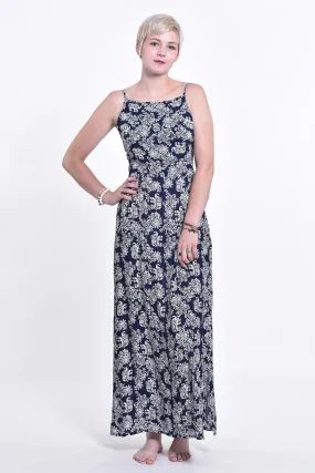 Blooming Elephant Tie Back Maxi Dress in Navy