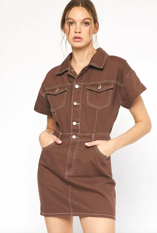 Brown Denim Dress