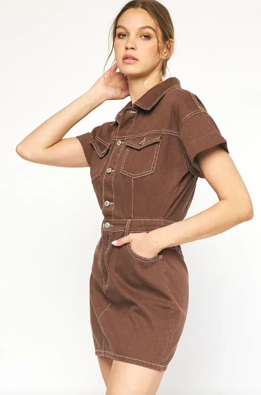 Brown Denim Dress