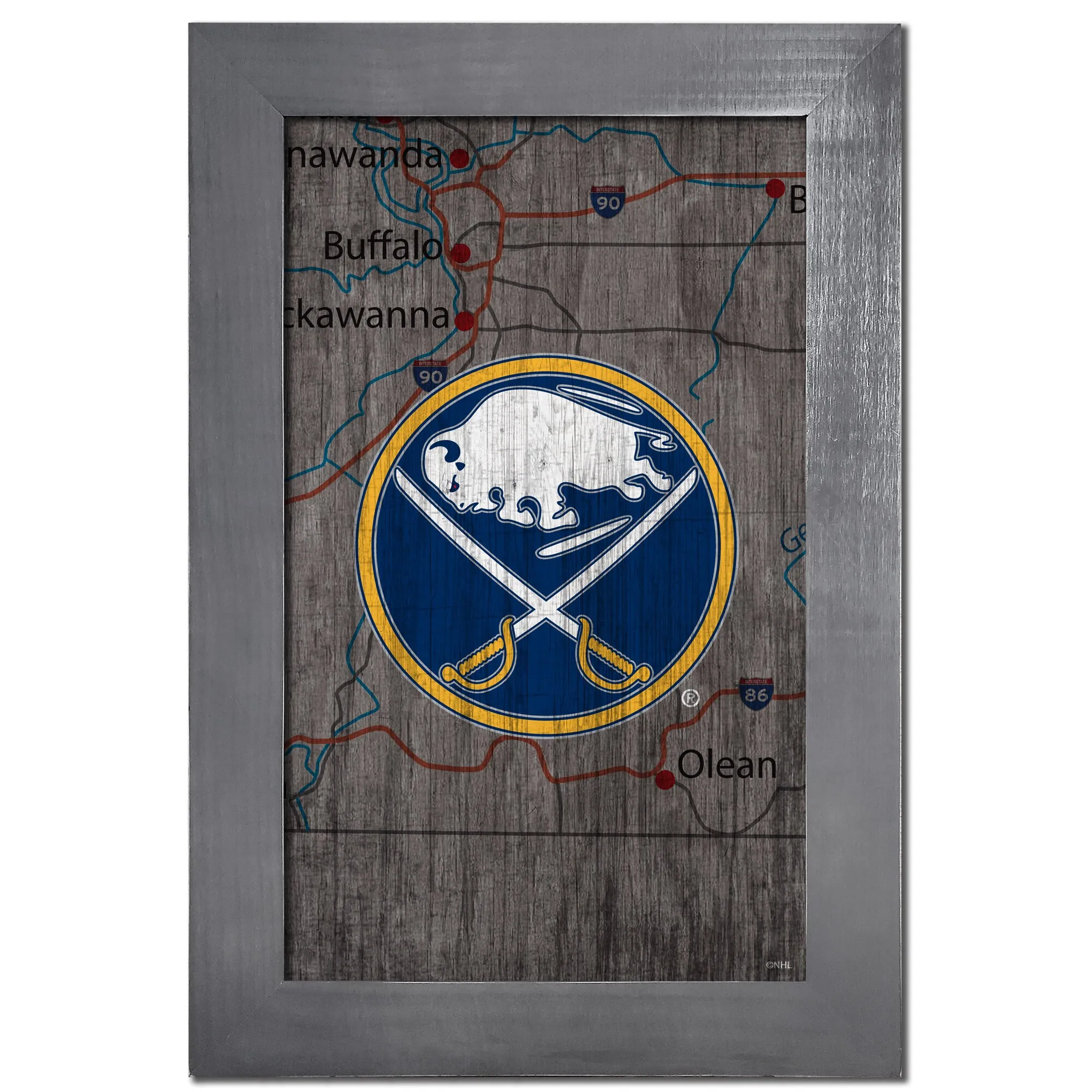 Buffalo Sabres 11'' x 19'' Framed Team City Map Sign