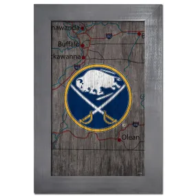 Buffalo Sabres 11'' x 19'' Framed Team City Map Sign