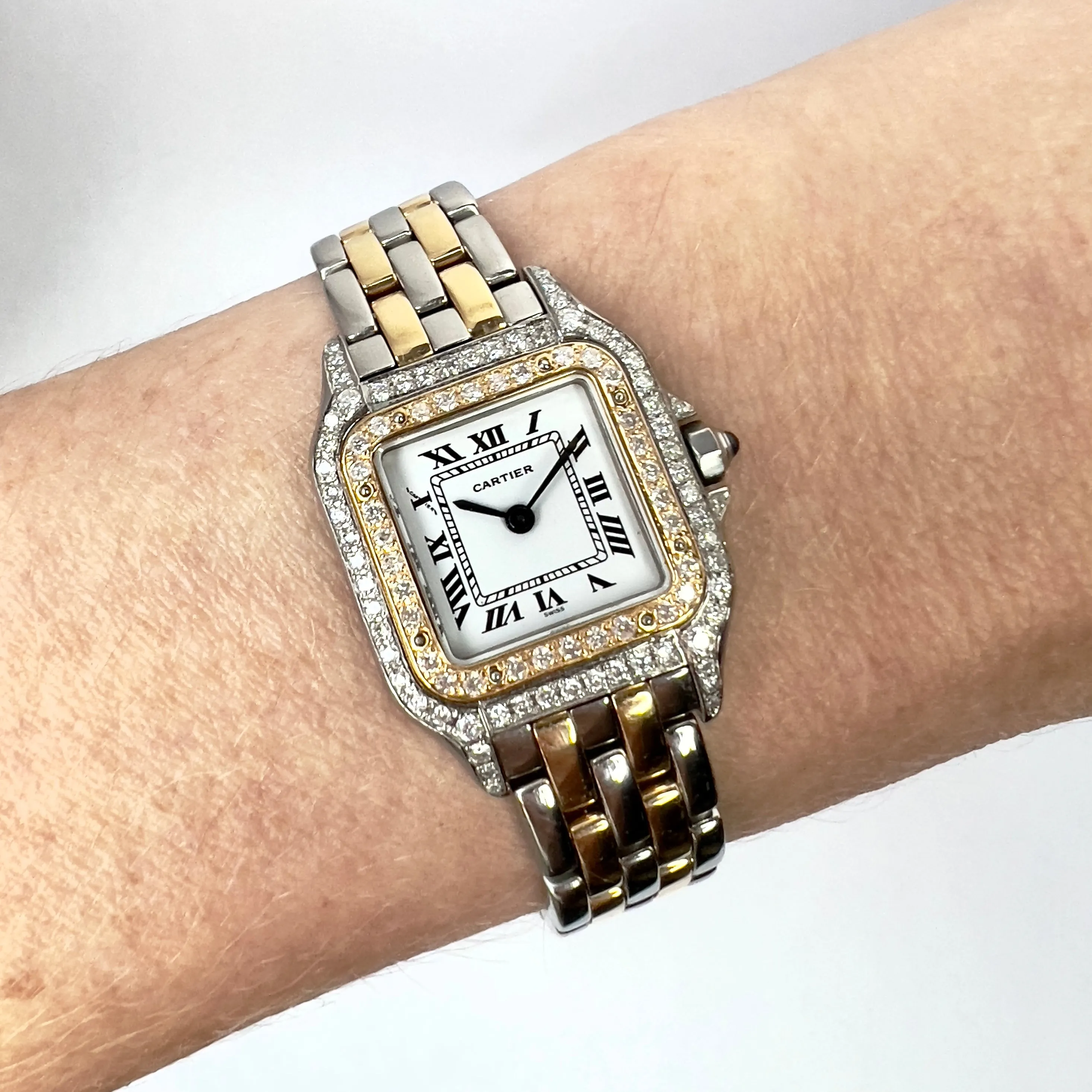 CARTIER PANTHERE 23mm Quartz 2 Row Gold 0.86TCW DIAMOND Watch