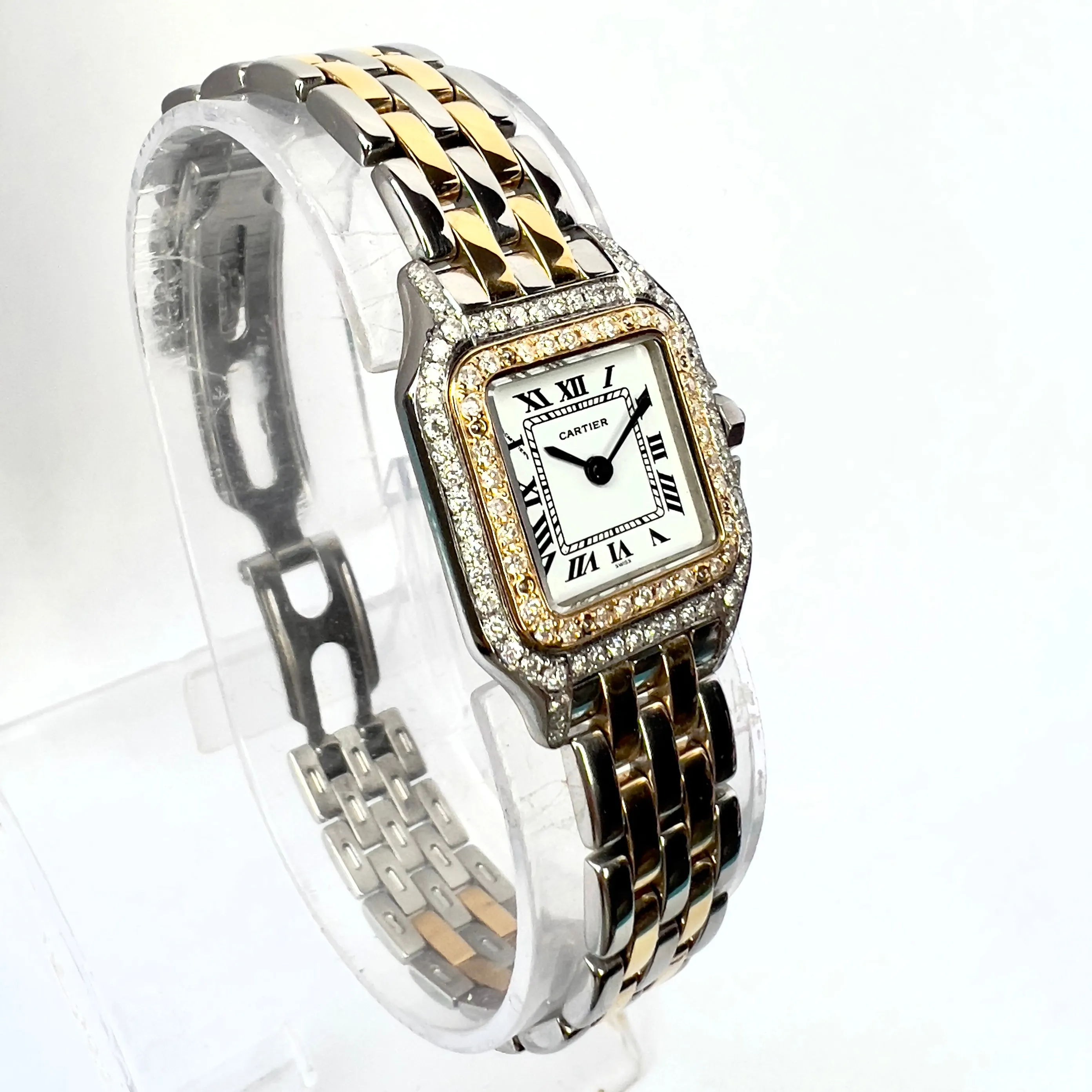 CARTIER PANTHERE 23mm Quartz 2 Row Gold 0.86TCW DIAMOND Watch