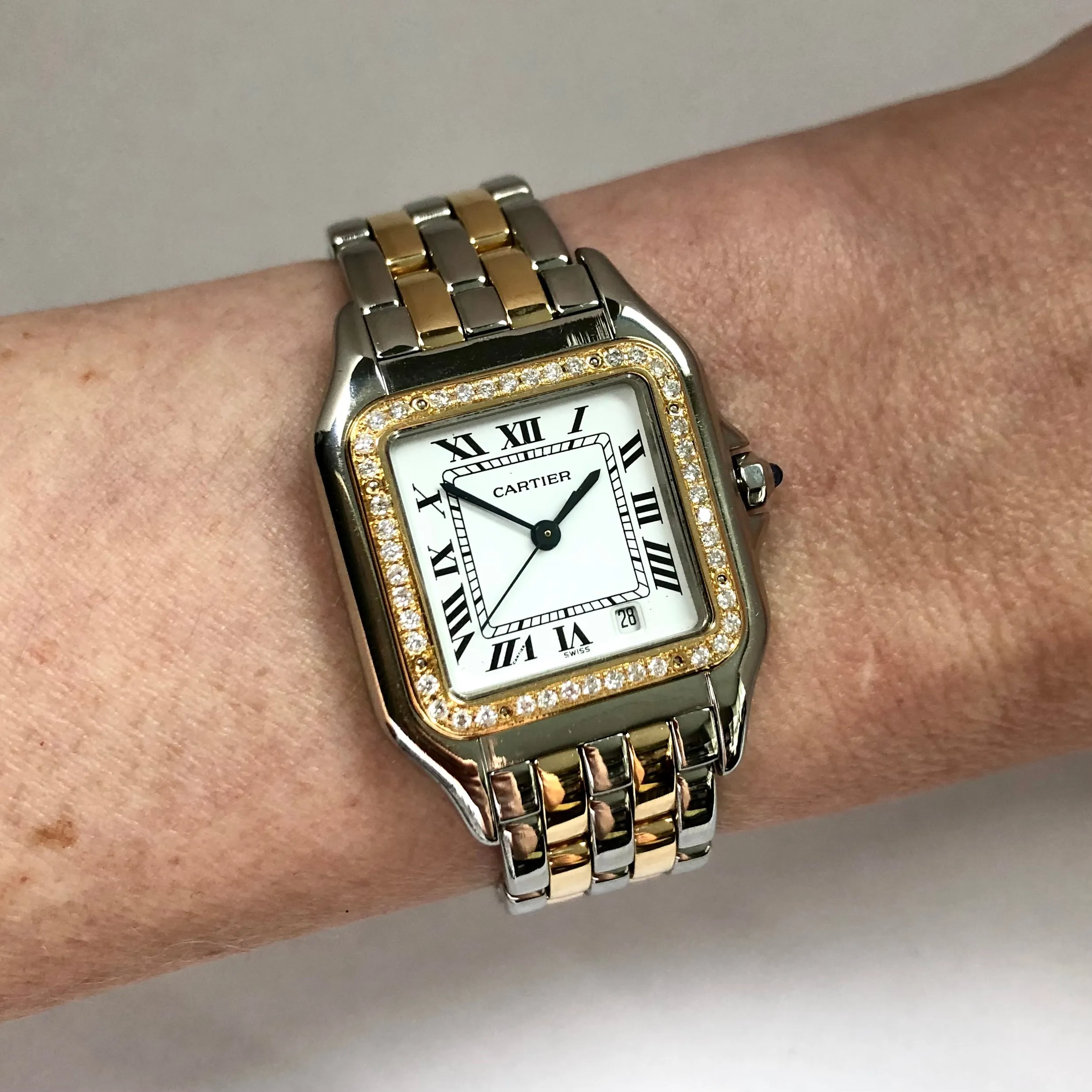 CARTIER PANTHERE 27mm 2 Row Gold 0.36TCW DIAMOND Watch