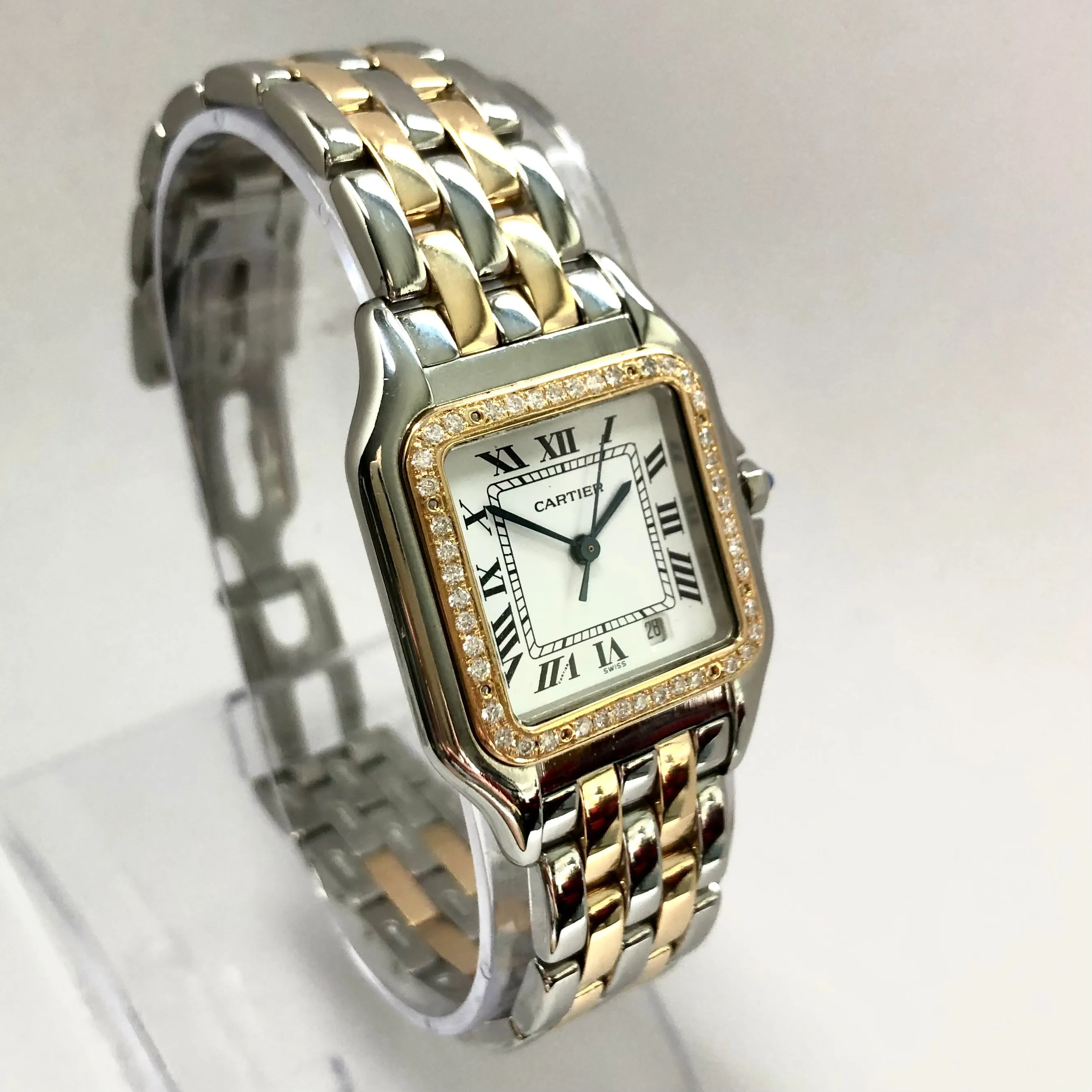 CARTIER PANTHERE 27mm 2 Row Gold 0.36TCW DIAMOND Watch