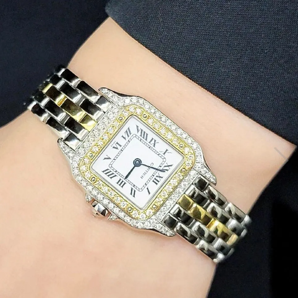 CARTIER PANTHERE Quartz 23mm 1 Row Gold 0.95TCW DIAMOND Watch