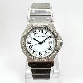 CARTIER SANTOS OCTAGON Automatic 31mm Steel 0.38TCW DIAMOND Watch