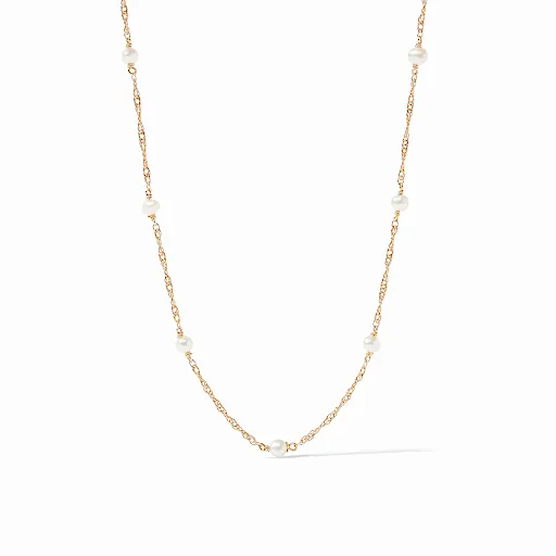 Charlotte Pearl Delicate Station Necklace Gold Pearl by Julie Vos