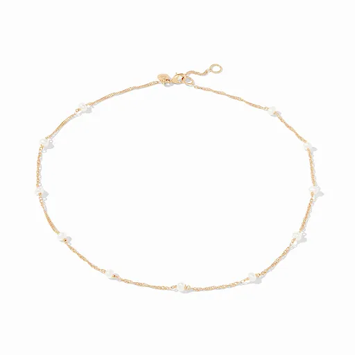 Charlotte Pearl Delicate Station Necklace Gold Pearl by Julie Vos