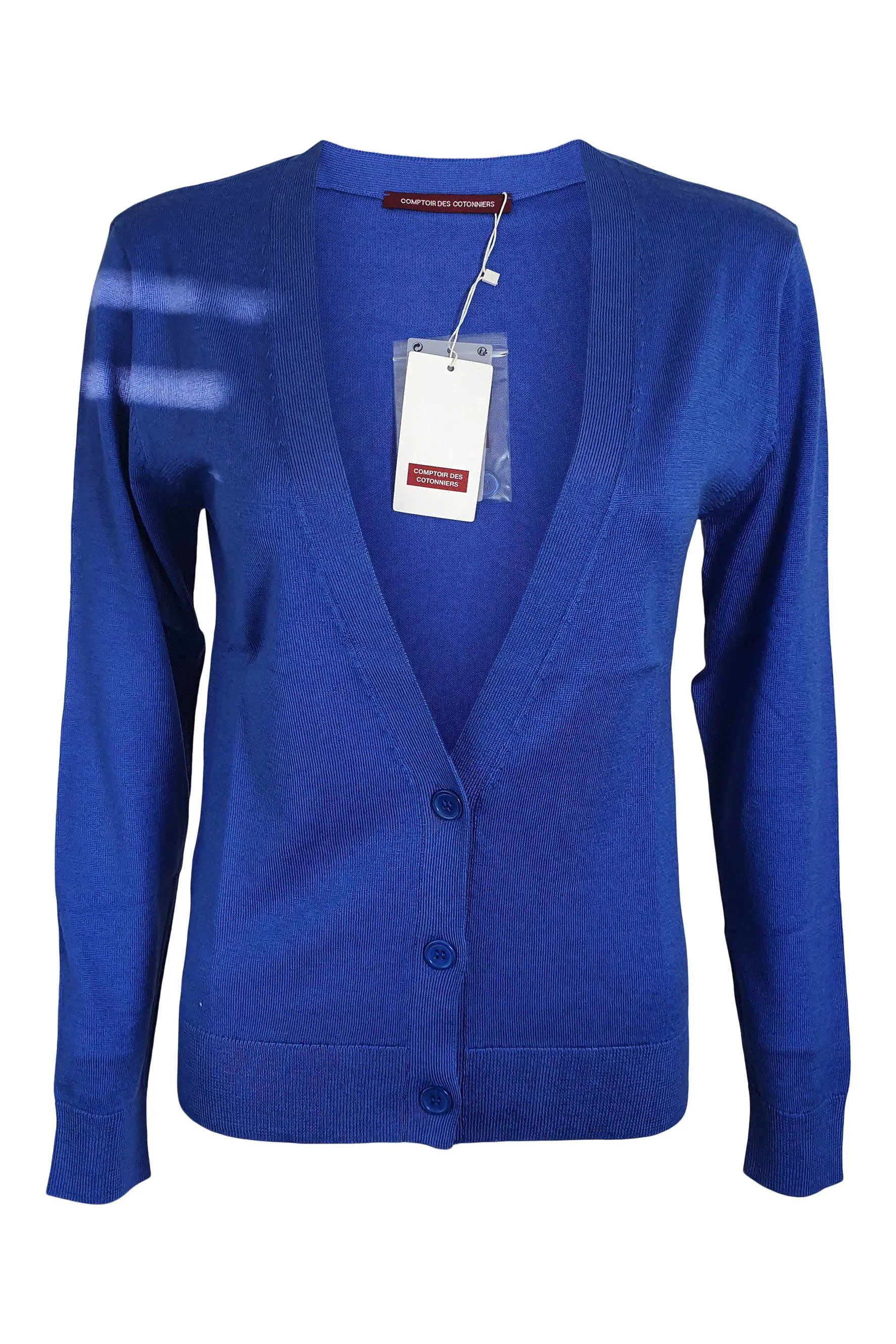 COMPTOIR DES COTONNIERS Cotton Blend Amparo Blue Cardigan (S | FR 34 /36 | UK 08)