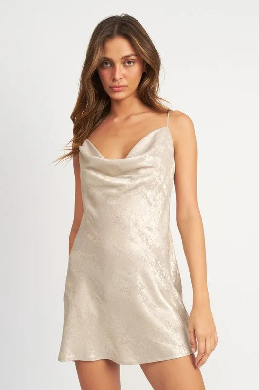 COUNTRY GIRL TRAILS COWL NECK MNI SLIP DRESS