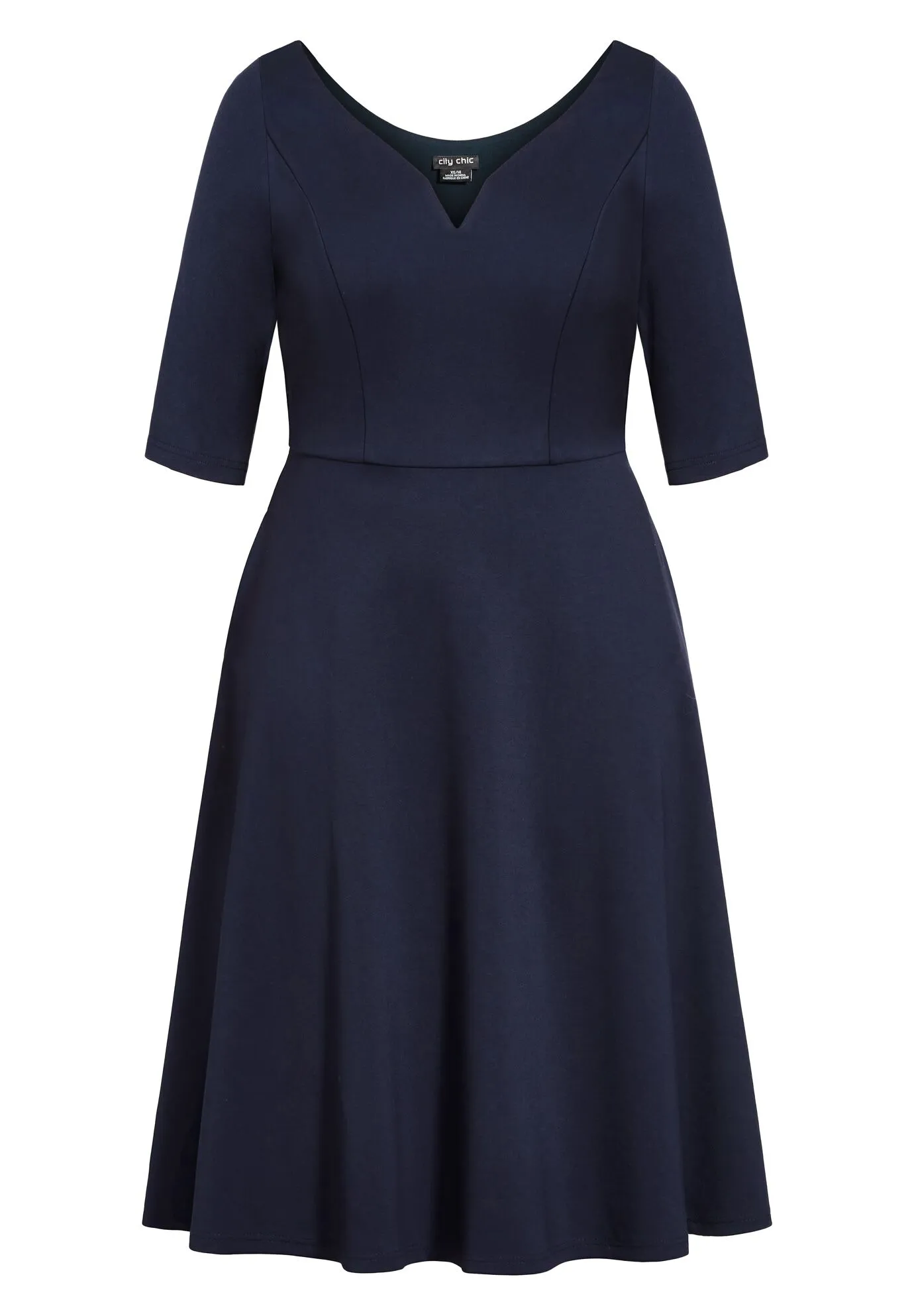 Cute Girl Elbow Sleeve Dress - navy