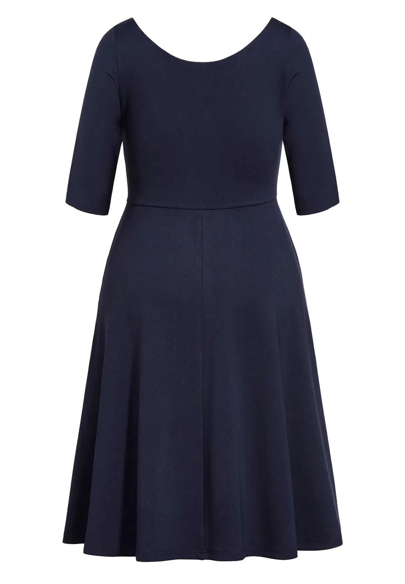 Cute Girl Elbow Sleeve Dress - navy