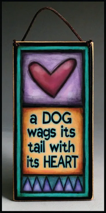 Dog Wags Tail with Heart Wood Art