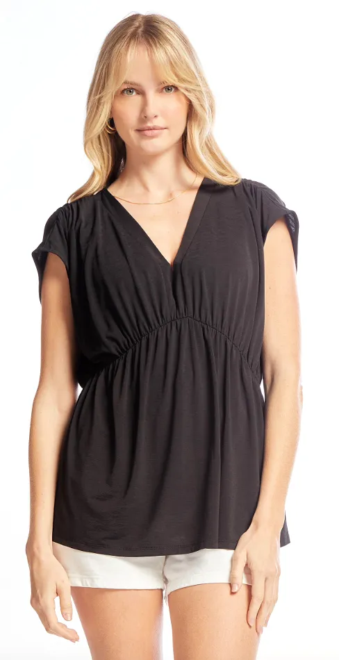 Dream On Peplum Short Sleeve Top - Black