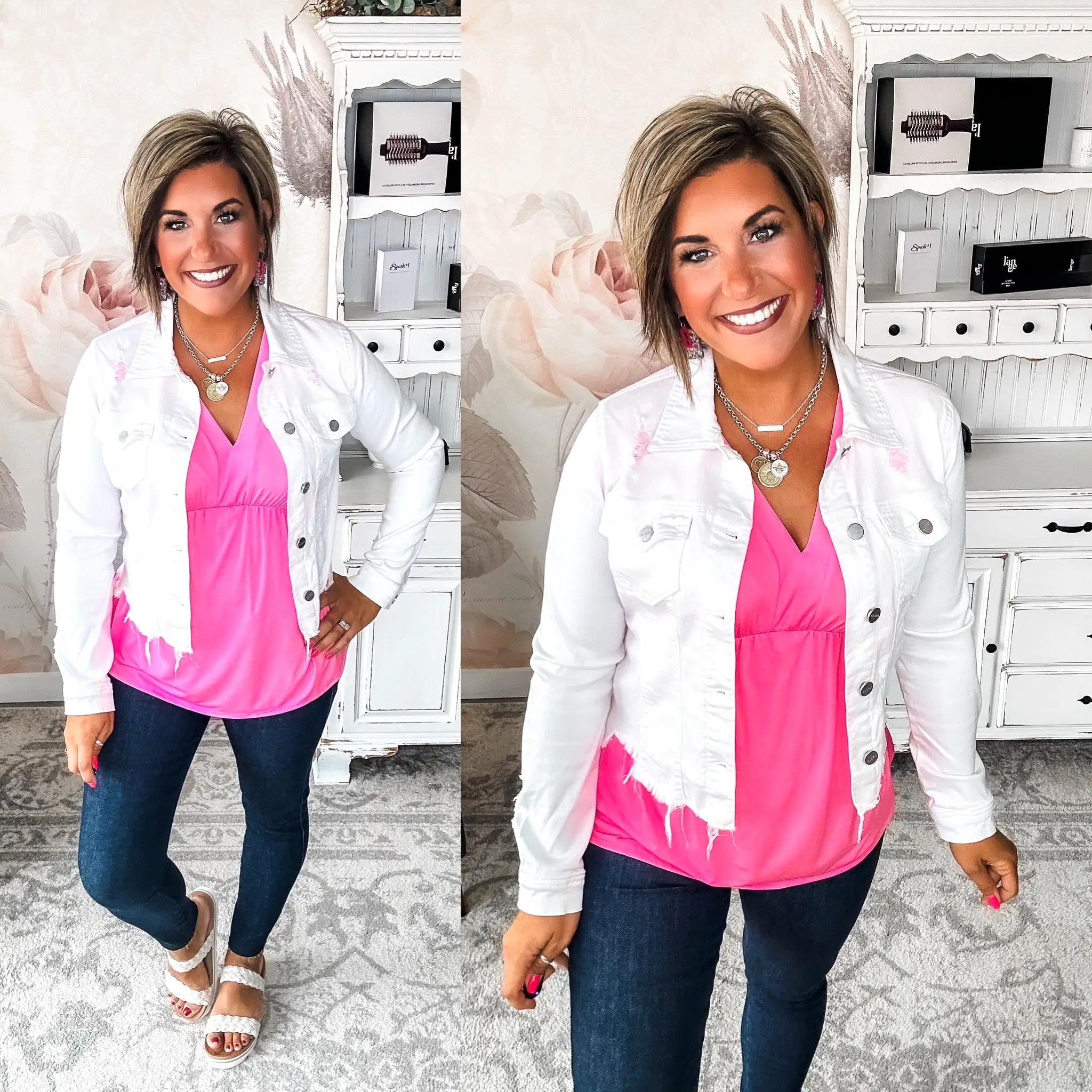 Dream On Peplum Short Sleeve Top - Neon Pink