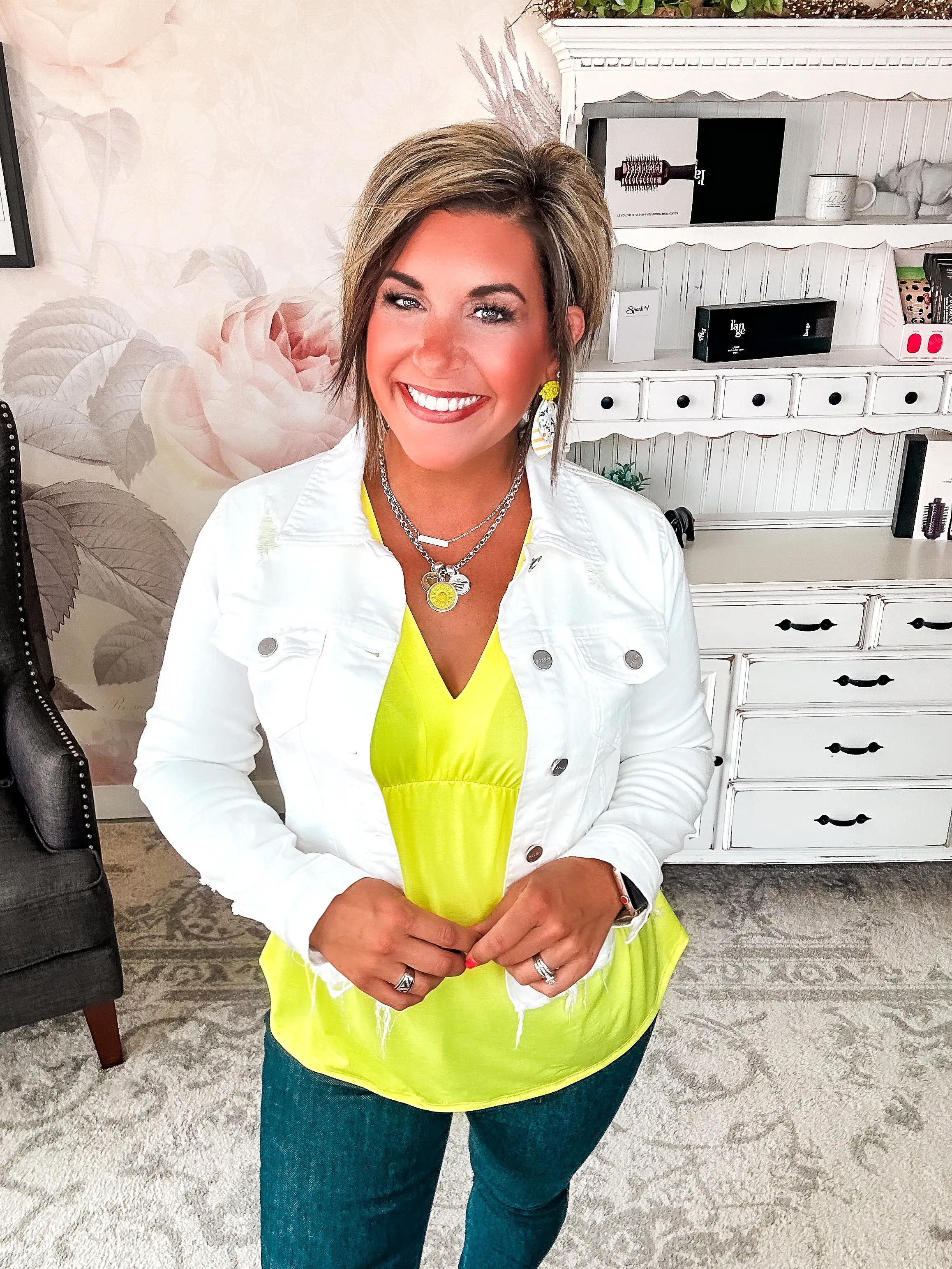 Dream On Peplum Short Sleeve Top - Neon Yellow