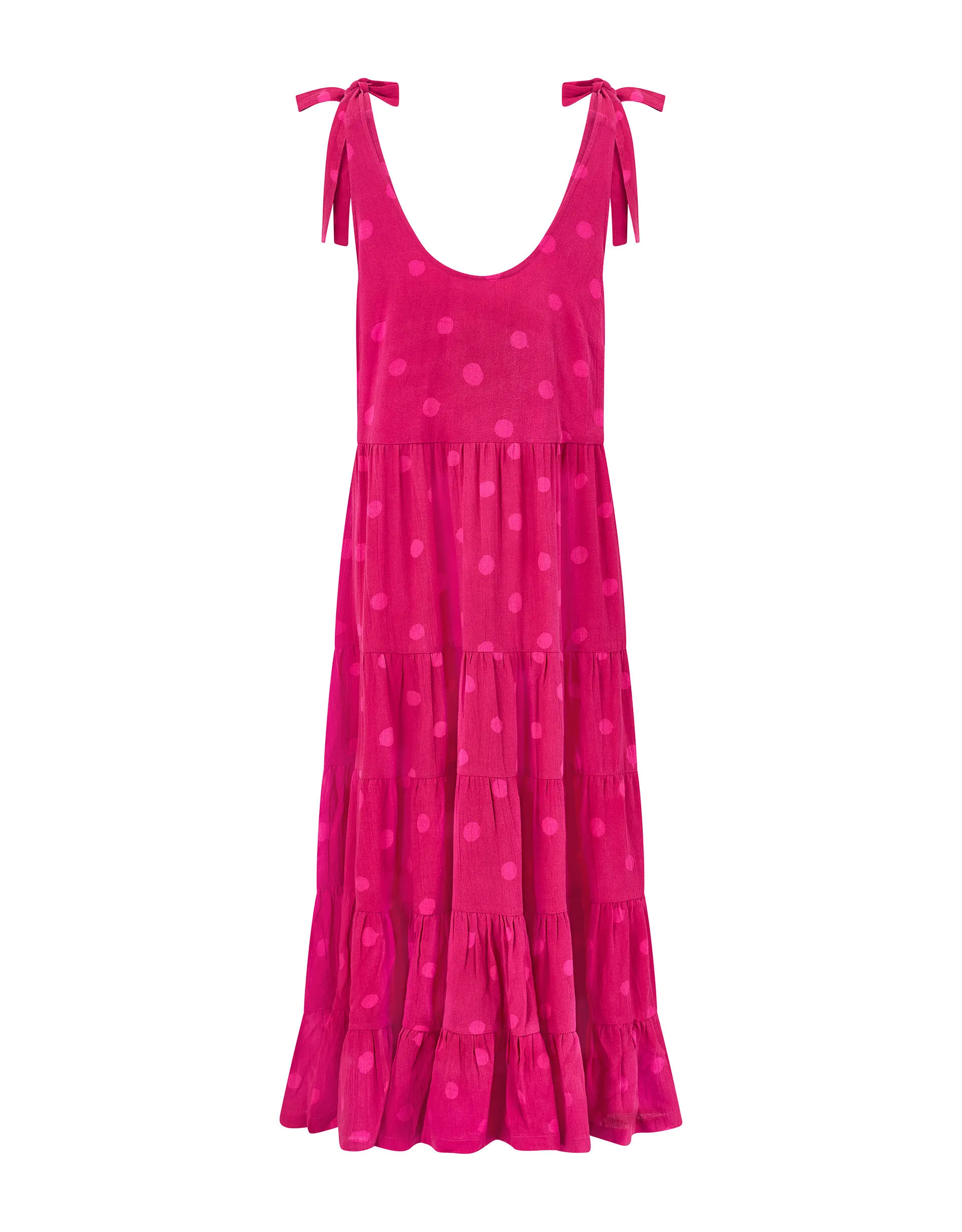 East Tie Strap Spot Maxi Dress Pink