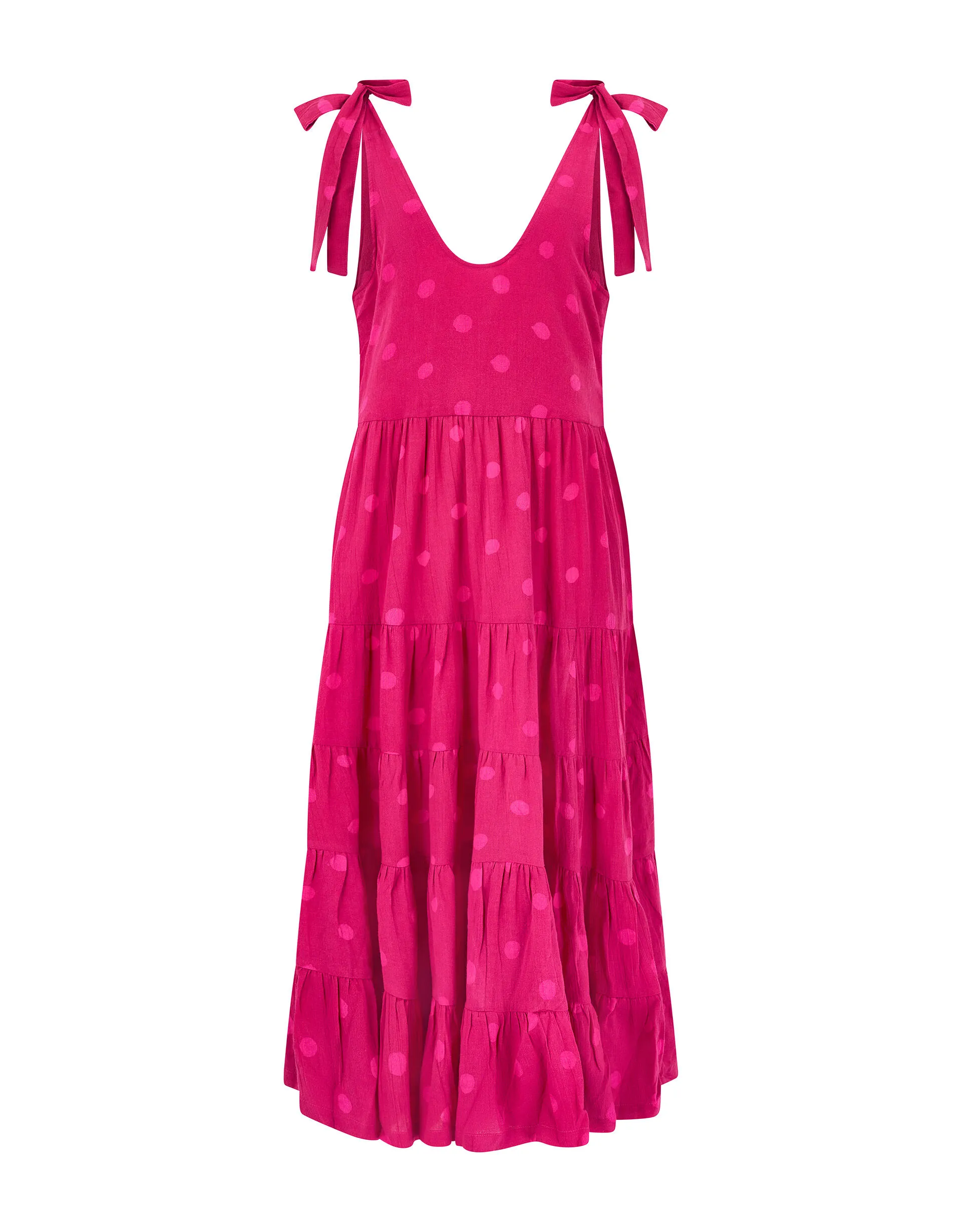 East Tie Strap Spot Maxi Dress Pink