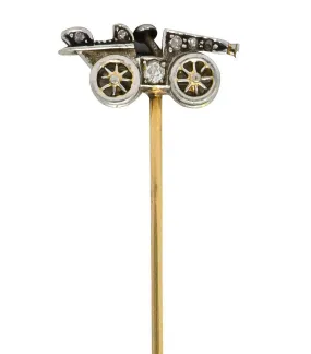 Edwardian Diamond Platinum Gold Antique Car Stickpin