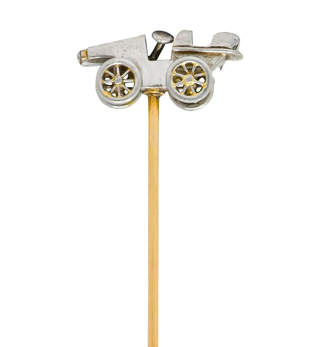 Edwardian Diamond Platinum Gold Antique Car Stickpin