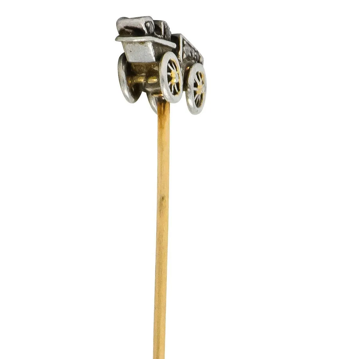 Edwardian Diamond Platinum Gold Antique Car Stickpin