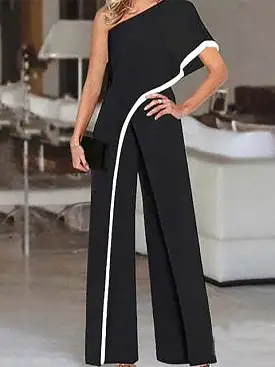 Elegant Black One Sleeve Jumpsuits for Women