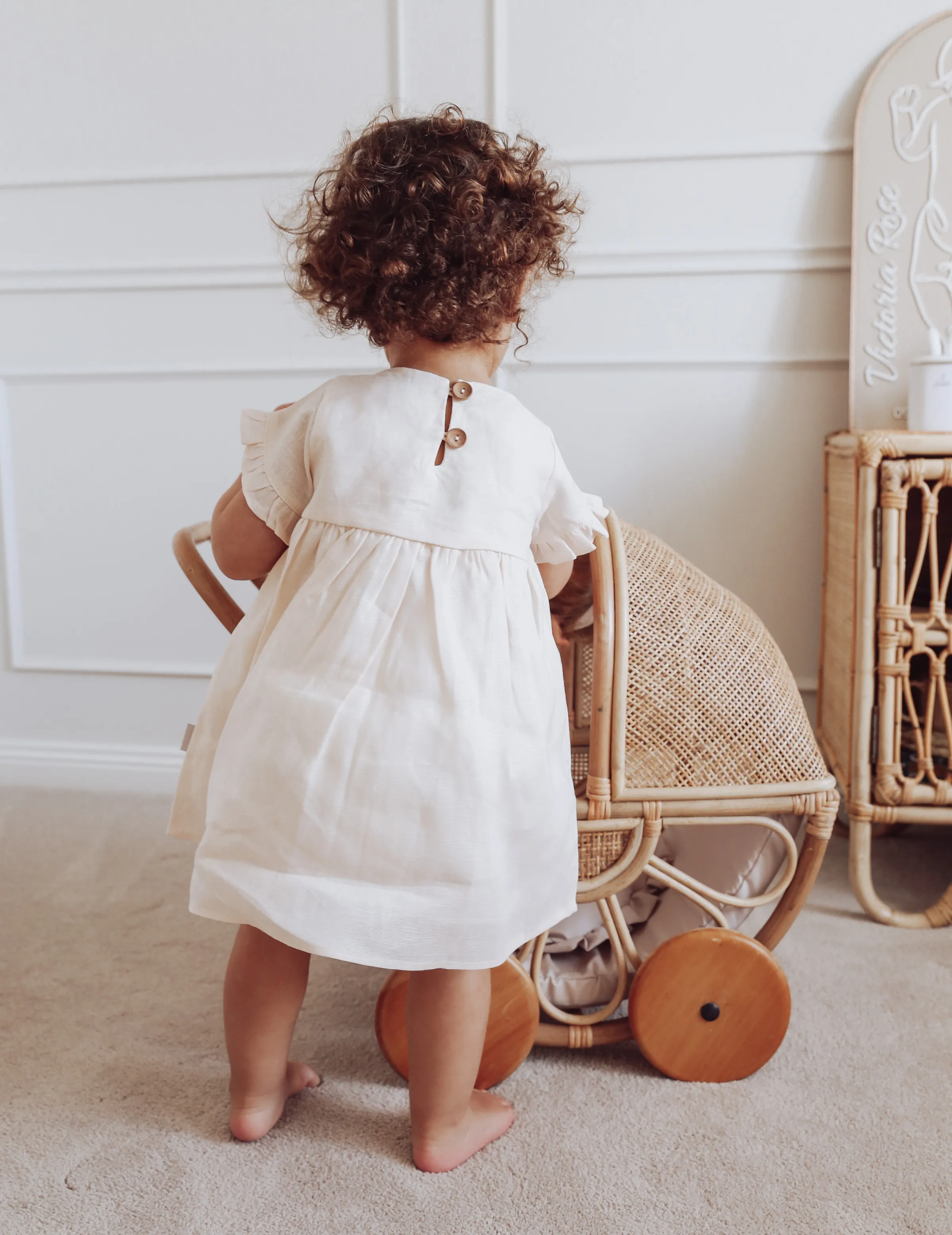 Ella Baby Girl Linen Dress - Cookie Dough