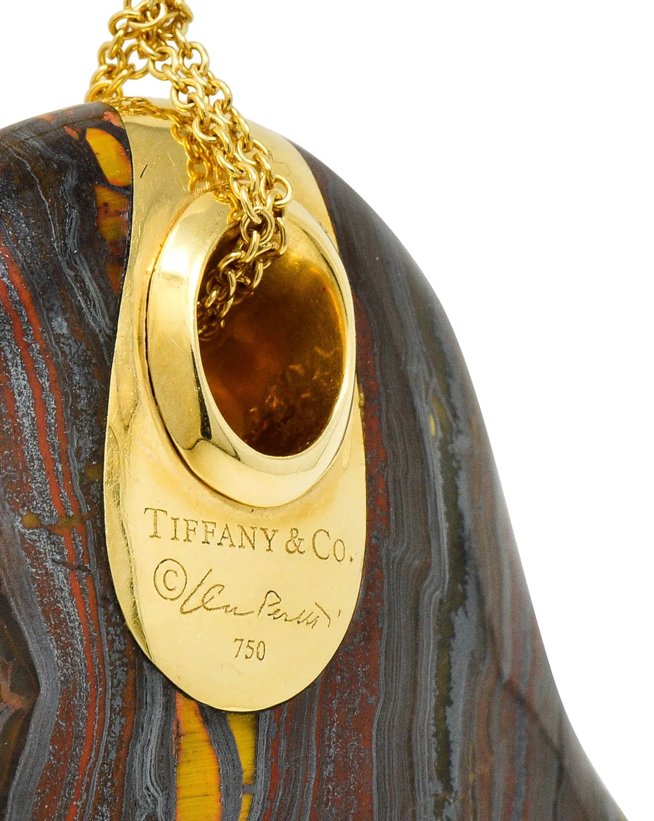 Elsa Peretti Tiffany & Co. Tiger Iron 18 Karat Gold Touchstone Pendant Necklace