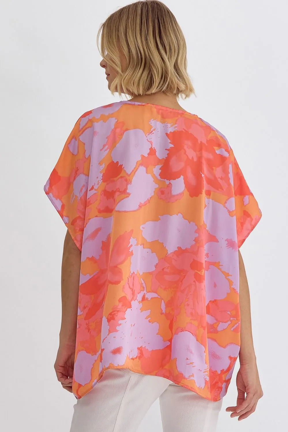 Entro Orange Floral Print Top