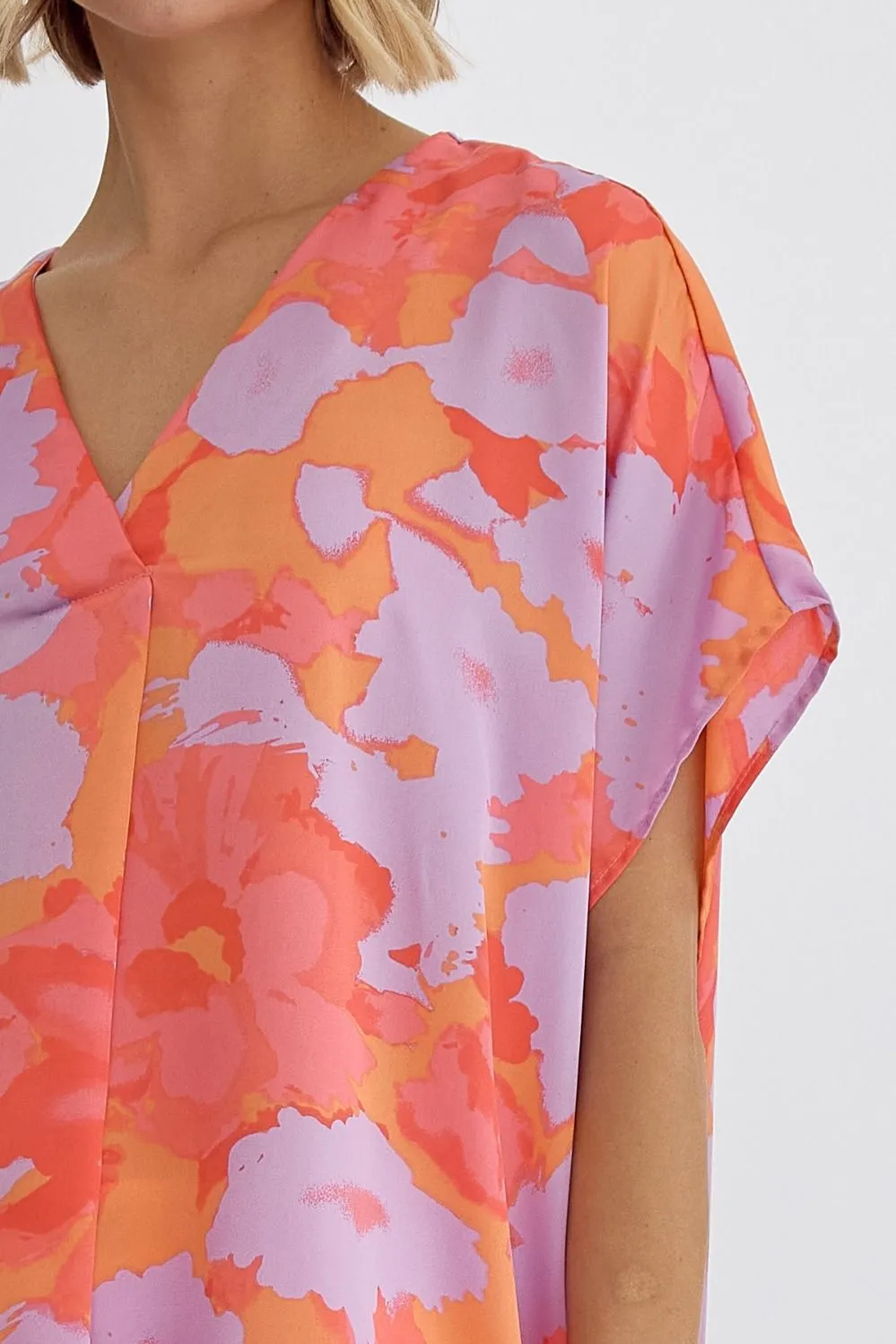 Entro Orange Floral Print Top