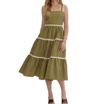 Entro Ric Rac Dress In Fern