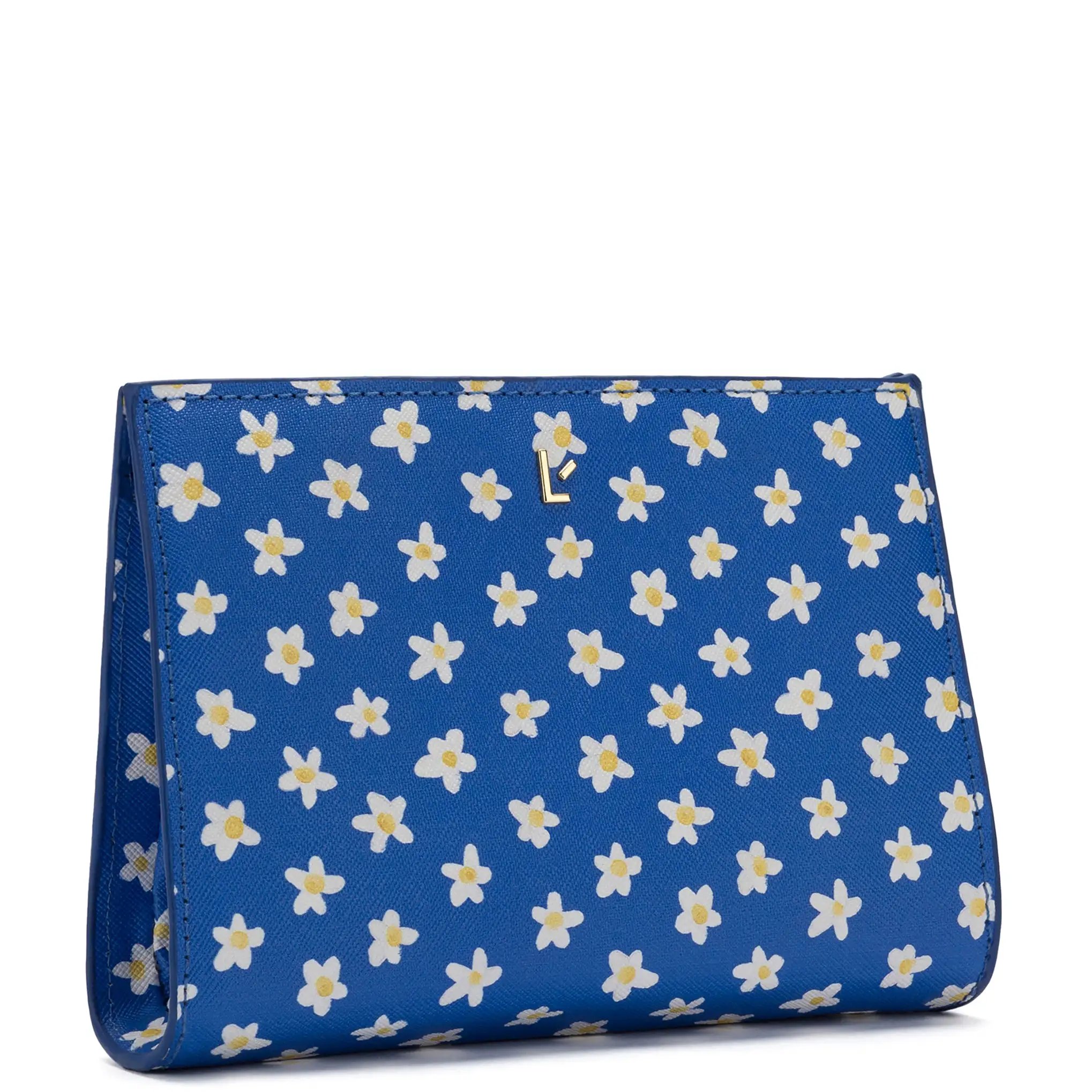 Erin Clutch In Blue Floral Vegan Saffiano