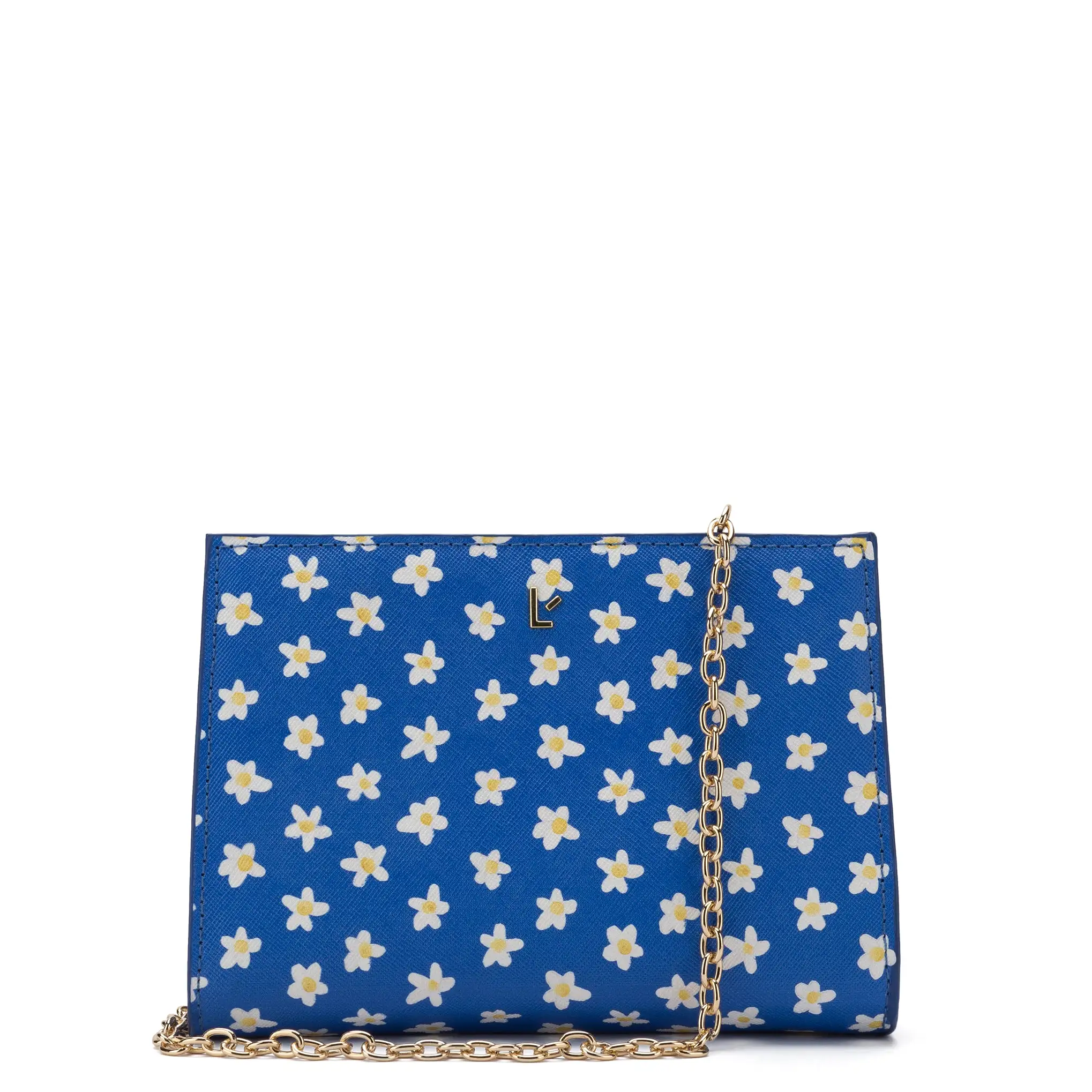 Erin Clutch In Blue Floral Vegan Saffiano