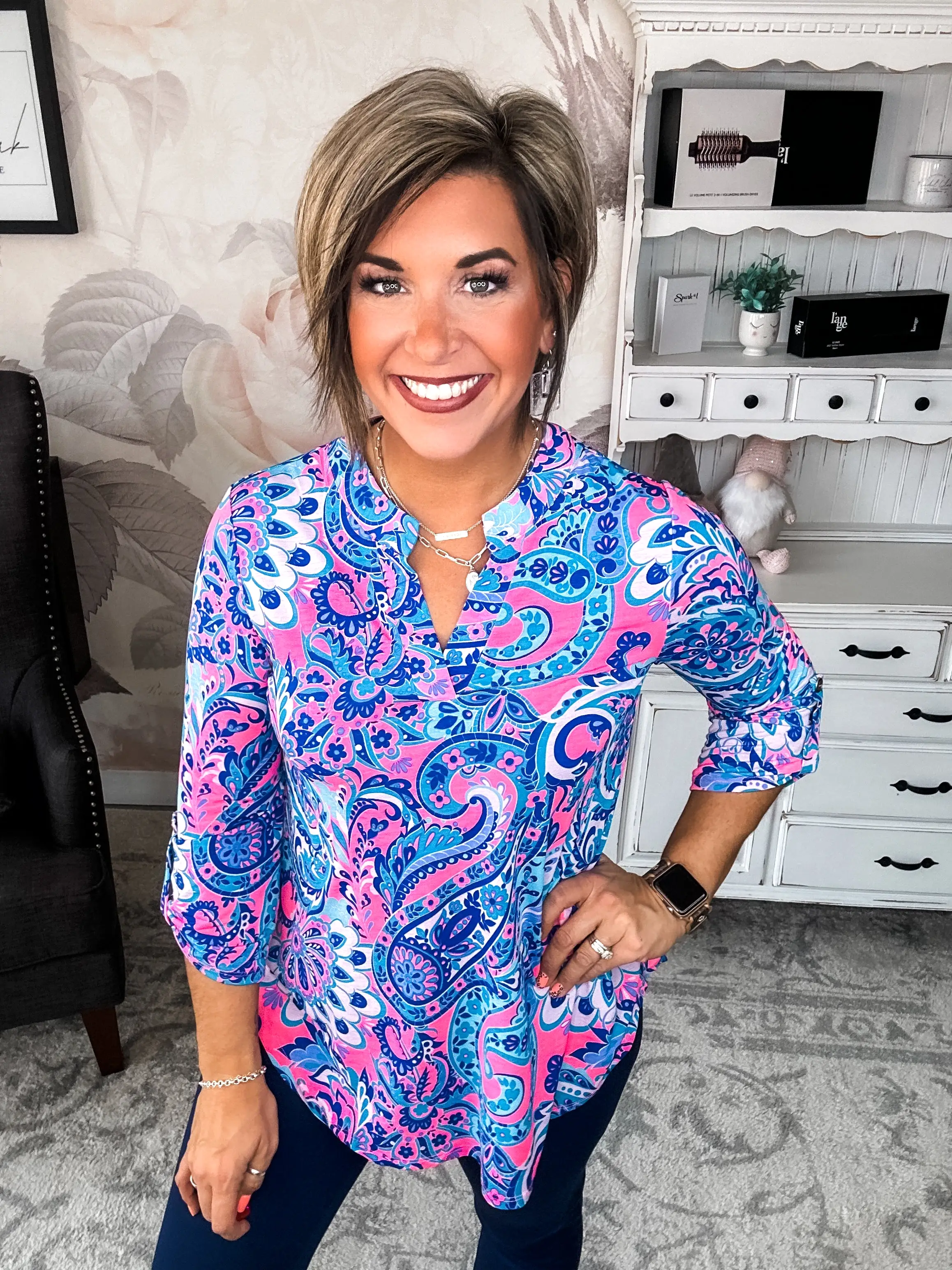 Figure It Out Top - Pink Multi